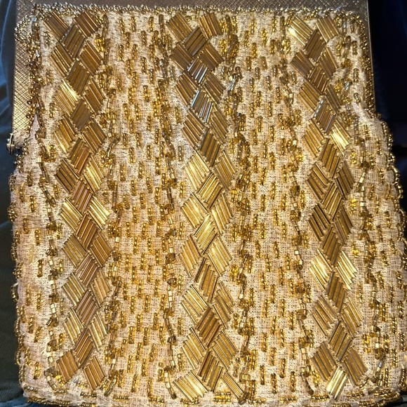 Fine Arts Bag Women’s Gold Beaded Made in Hong Kong Evening Bag Purse Vintage - Picture 5 of 16
